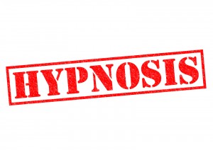 HYPNOSIS red Rubber Stamp over a white background.
